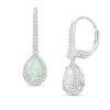 Zales Pear-Shaped Lab-Created Opal And White Lab-Created Sapphire Frame Drop Earrings In Sterling Silver Earrings