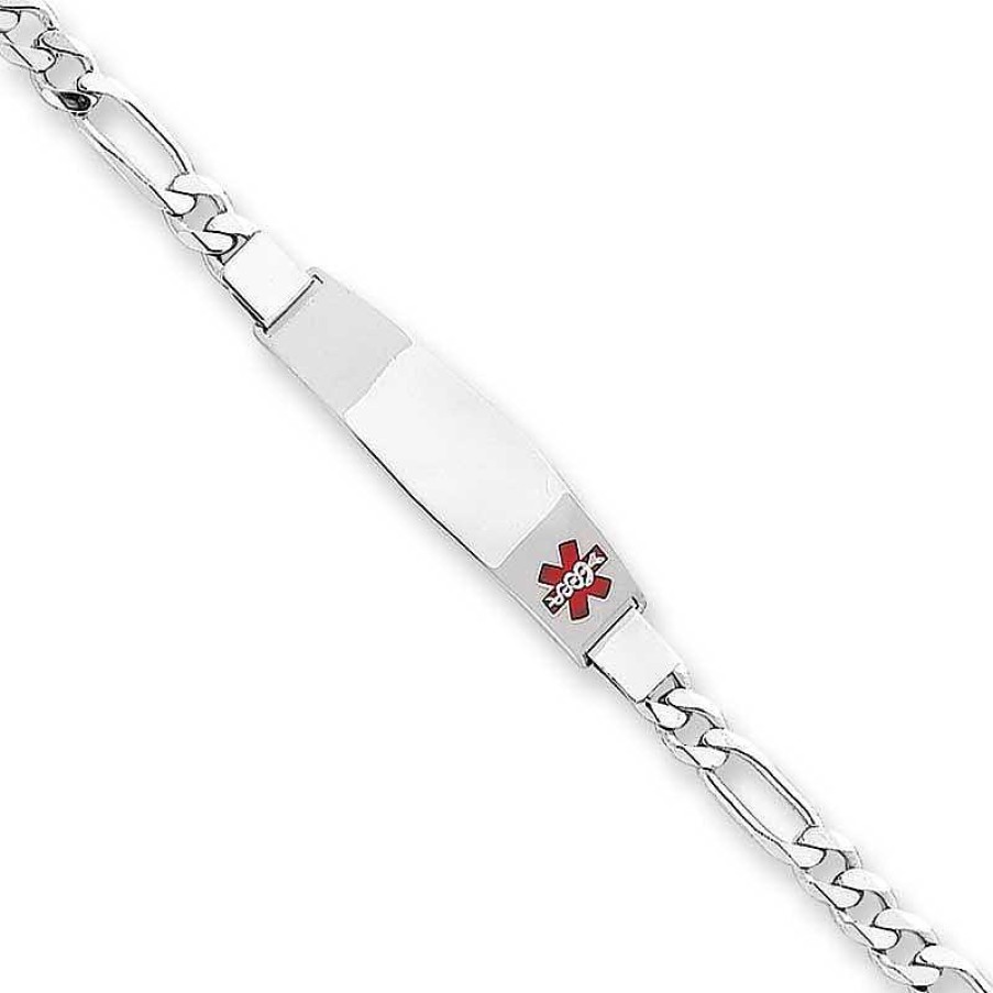 Zales 7.0Mm Medical Alert Notification Figaro Id Bracelet In Sterling Silver (6 Lines) - 8.0" Bracelets