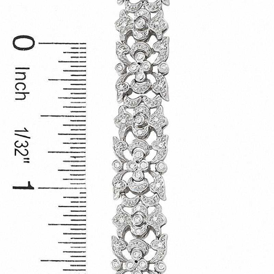 Zales 1/2 Ct. T.W. Diamond Vintage-Style Scroll Bracelet In Sterling Silver Bracelets