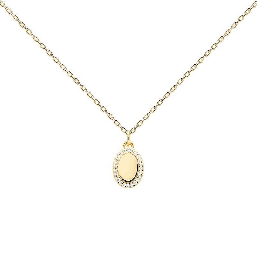 Zales Pdpaola At Zales Cubic Zirconia Frame Oval Pendant In Sterling Silver With 18K Gold Plate - 19.5" Necklaces