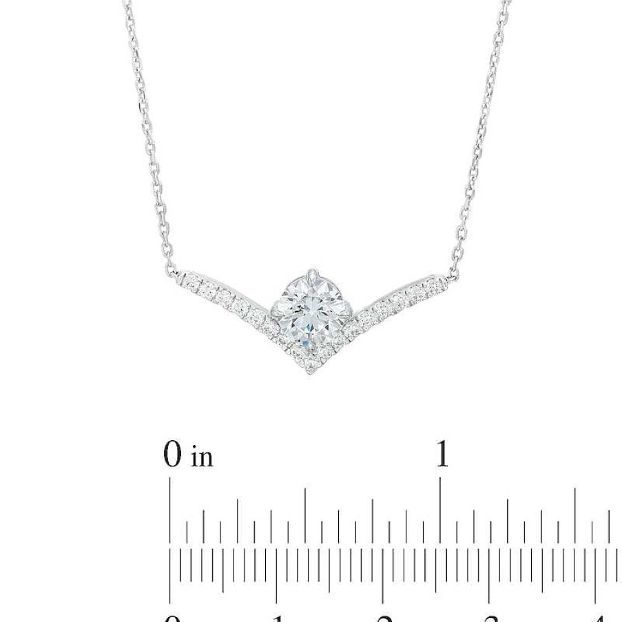 Zales You'Re The One 1-1/5 Ct. T.W. Certified Lab-Created Diamond Chevron Necklace In 14K White Gold (F/Si2) 18.5" Necklaces