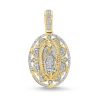 Zales Men'S 1/6 Ct. T.W. Diamond Our Lady Of Guadalupe Oval Frame Necklace Charm In 10K Gold Necklaces