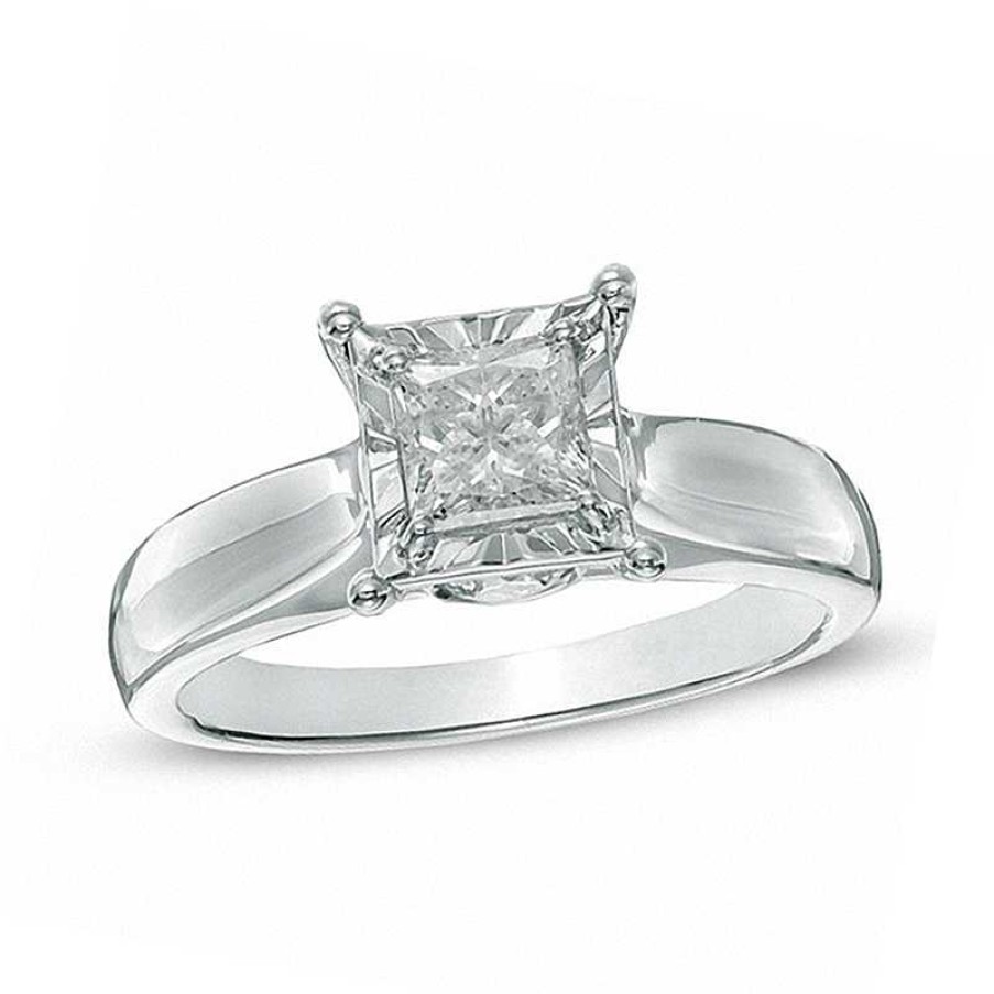 Zales 1 Ct. T.W. Princess-Cut Diamond Engagement Ring In 14K White Gold (J/I3) Rings