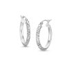 Zales Diamond-Cut Oval 23.0Mm Hoop Earrings In Hollow 14K White Gold Earrings