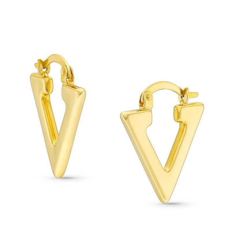 Zales Triangle-Shaped Hoop Earrings In 14K Gold Earrings