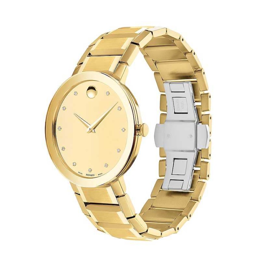 Movado Men'S Movado Sapphire Diamond Accent Gold-Tone Pvd Watch With Gold-Tone Dial (Model: 0607588) Watches