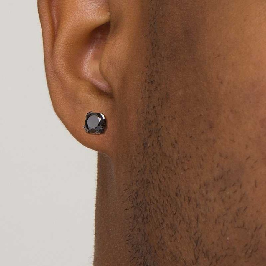 Zales Vera Wang Men 2 Ct. T.W. Black Diamond Solitaire Stud Earrings In Sterling Silver With Black Ruthenium Earrings