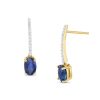 Zales Oval Blue Sapphire And 1/15 Ct. T.W. Diamond Drop Earrings In 10K Gold Earrings