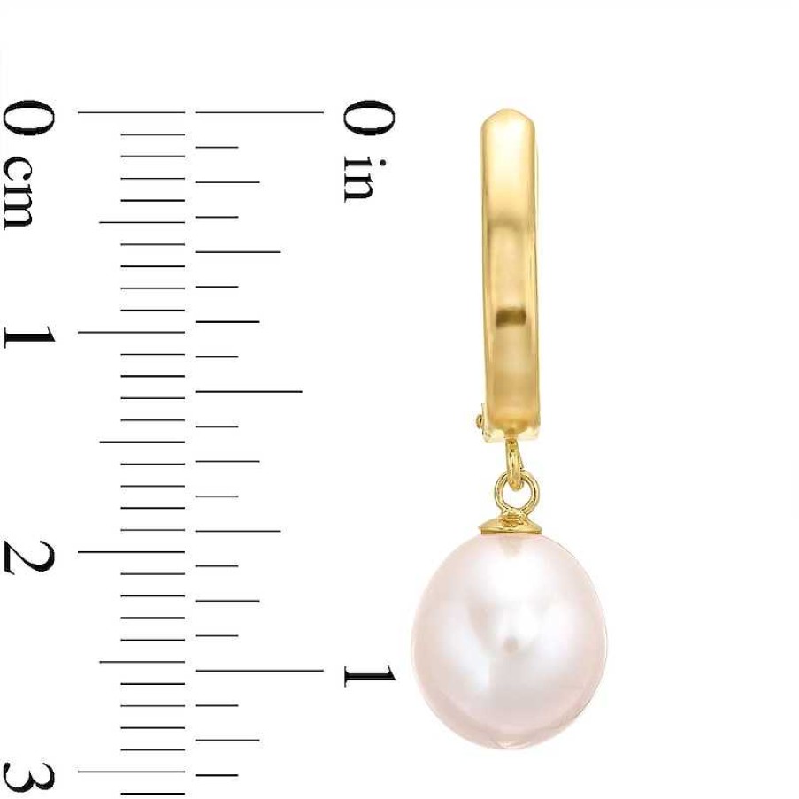 Zales 9.0 - 10.0Mm Oval Cultured Freshwater Pearl Drop Earrings In 14K Gold Earrings