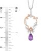 Zales Enchanted Disney Rapunzel Amethyst And 1/10 Ct. T.W. Diamond Circle Pendant In Sterling Silver And 10K Rose Gold - 19" Necklaces