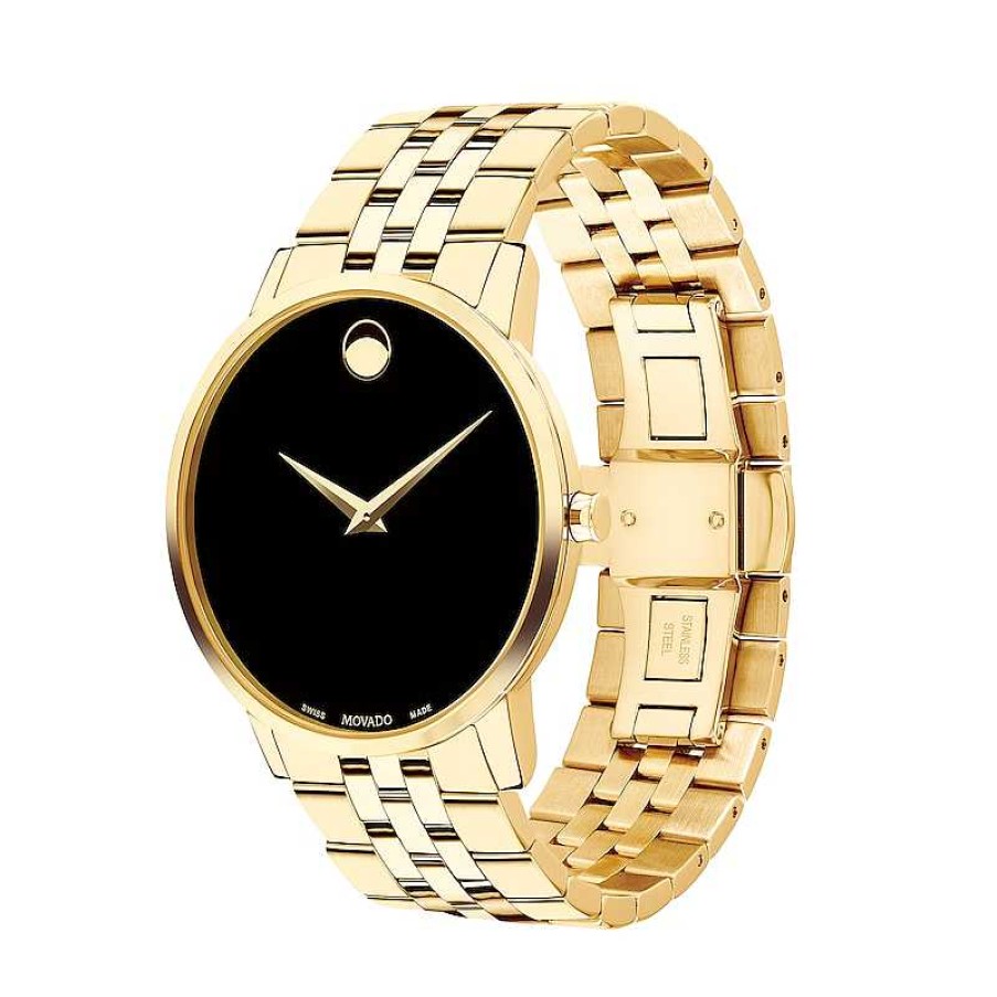 Movado Men'S Movado Museum® Classic Gold-Tone Pvd Watch With Black Dial (Model: 0607203) Watches