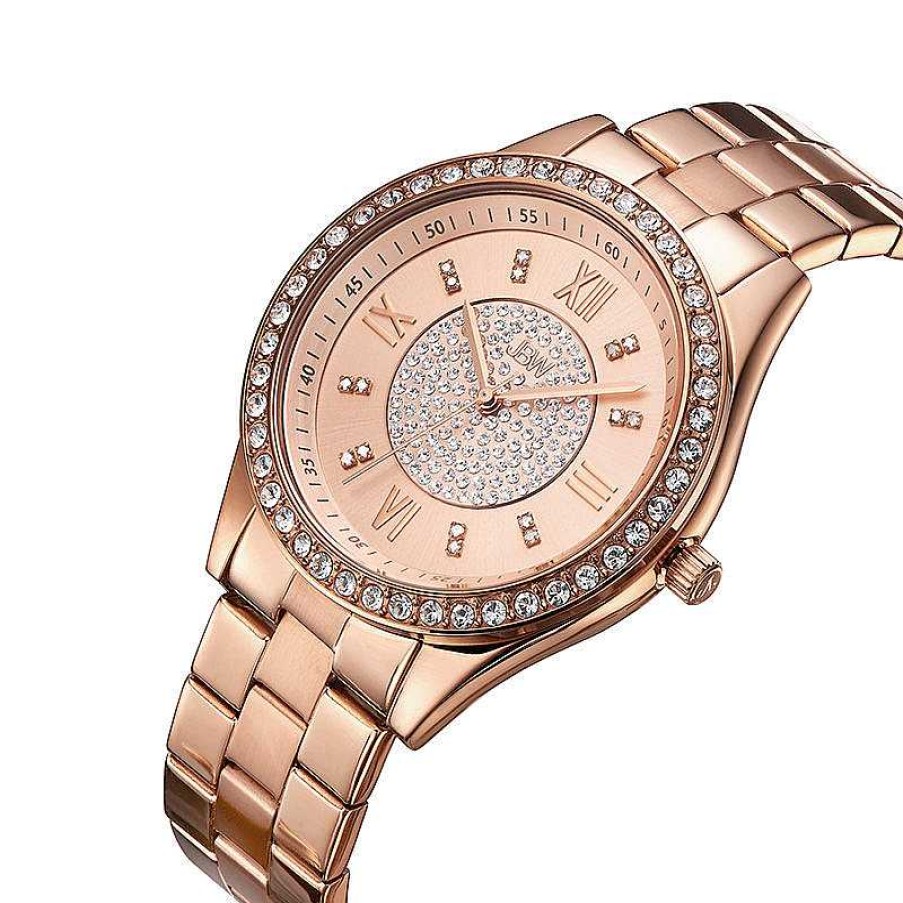 JBW Ladies' Jbw Mondrian 1/6 Ct. T.W. Diamond And Crystal Accent 18K Rose Gold Plate Watch (Model: J6303C) Watches