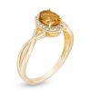 Zales Oval Citrine And 1/15 Ct. T.W. Diamond Frame Twist Shank Ring In 10K Gold Rings