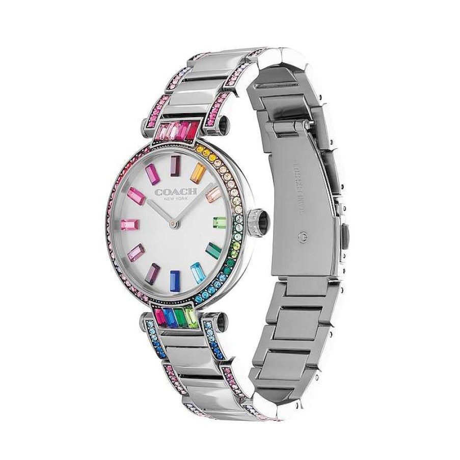 Coach Ladies' Coach Cary Multi-Coloured Rainbow Crystal Accent Watch With Silver-Tone Dial (Model: 14503835) Watches