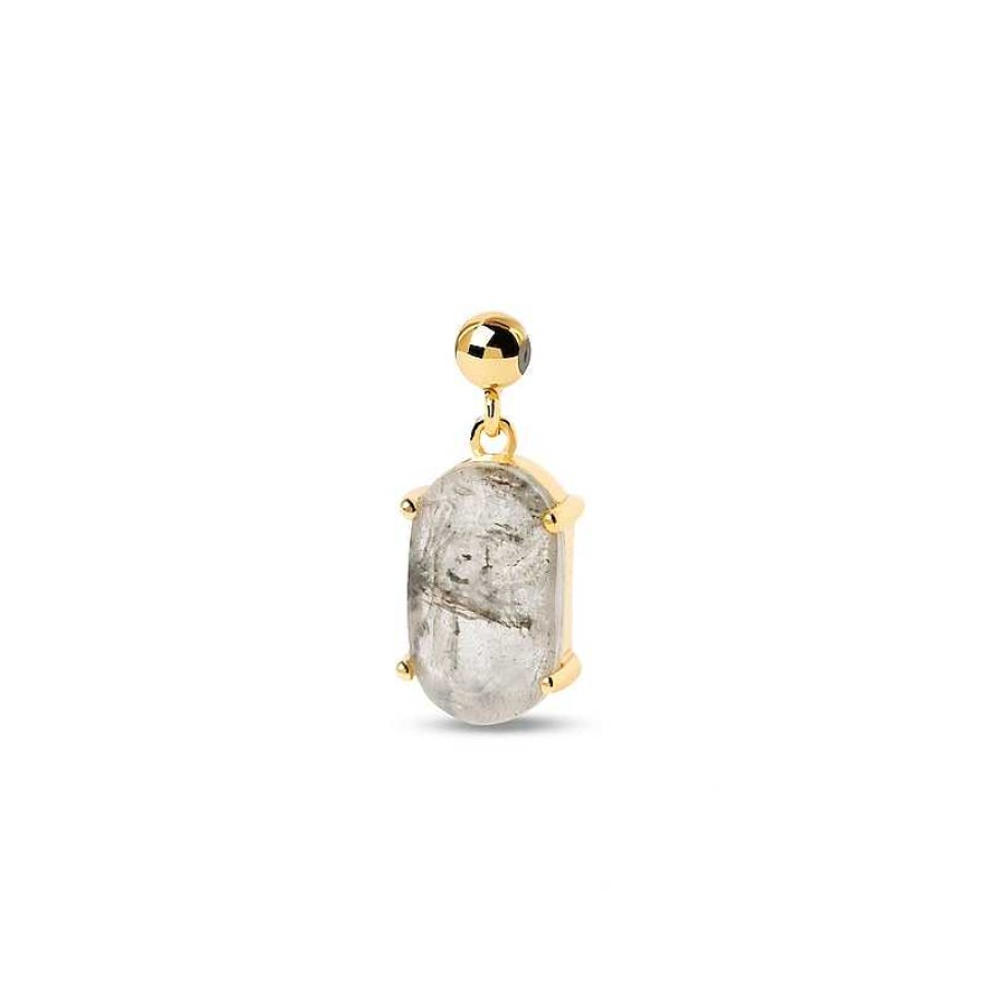 Zales Pdpaola At Zales Oval Labradorite Strength Bead Charm In Sterling Silver With 18K Gold Plate Necklaces