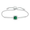 Zales 7.0Mm Cushion-Cut Green Quartz Doublet And Lab-Created White Sapphire Frame Bolo Bracelet In Sterling Silver - 9.0" Bracelets