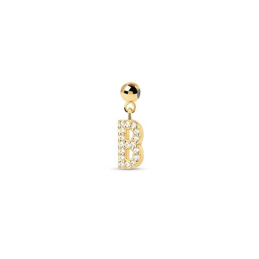 Zales Pdpaola At Zales Cubic Zirconia Letter "B" Initial Bead Charm In Sterling Silver With 18K Gold Plate Necklaces