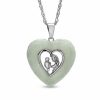 Zales Heart-Shaped Green Jade Motherly Love Pendant In Sterling Silver Necklaces