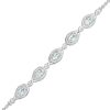 Zales Oval Aquamarine And Diamond Accent Twist Five Stone Bracelet In 10K White Gold 8.0" Bracelets