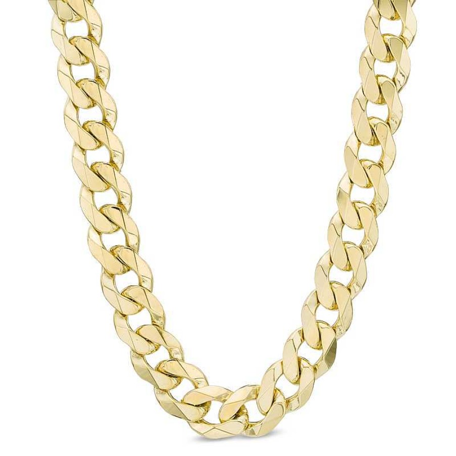 Zales Men'S 10.3Mm Curb Chain Necklace In Solid 10K Gold - 24" Necklaces