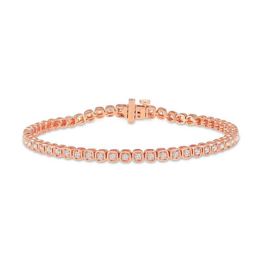 Zales 1 Ct. T.W. Diamond Cushion-Shaped Frame Tennis Bracelet In 10K Rose Gold Bracelets