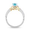 Zales Enchanted Disney Jasmine Swiss Blue Topaz And 1/10 Ct. T.W. Diamond Ring In Sterling Silver And 10K Gold Rings