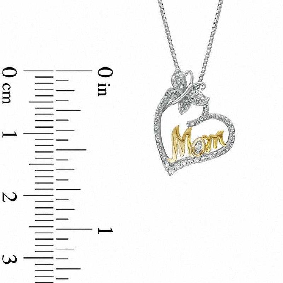 Zales Diamond Accent Heart With "Mom" Pendant In Sterling Silver And 14K Gold Plate Necklaces