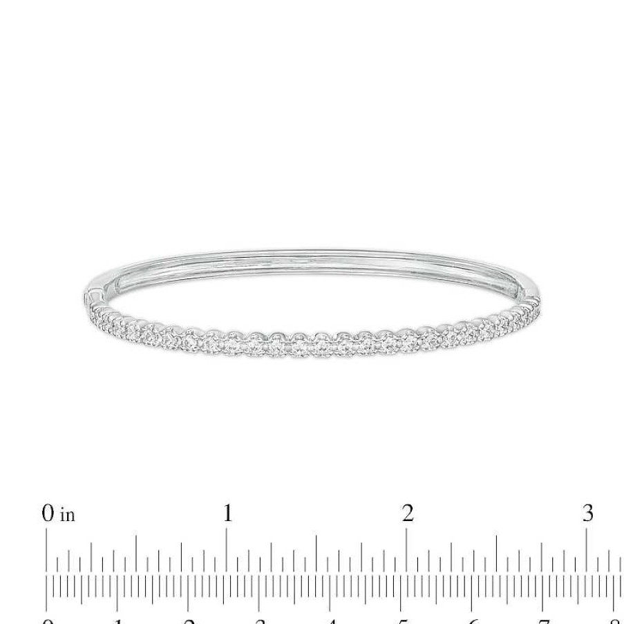 Zales 1 Ct. T.W. Certified Lab-Created Diamond Line Bangle In 14K White Gold (F/Si2) 7.25" Bracelets