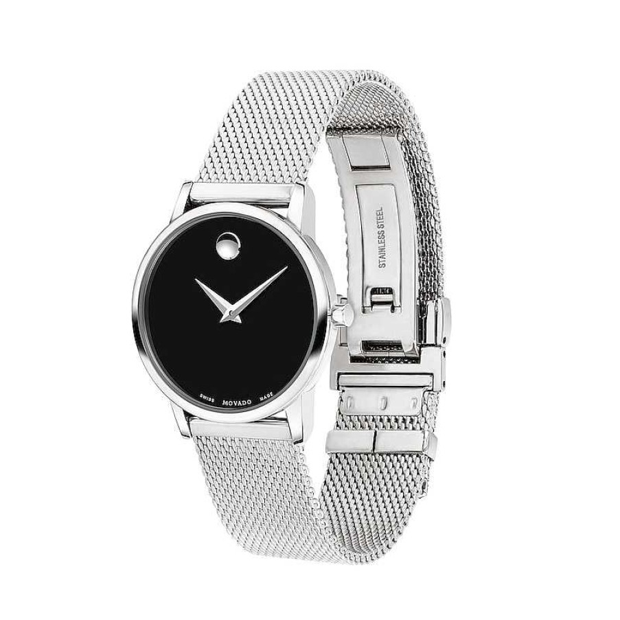 Movado Ladies' Movado Museum® Classic Mesh Watch With Black Dial (Model: 0607220) Watches