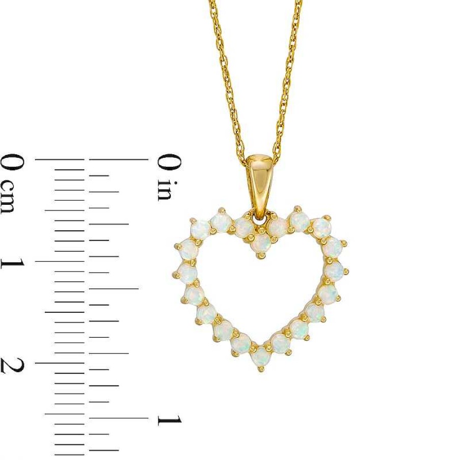 Zales Lab-Created Opal Heart Outline Pendant In 10K Gold Necklaces