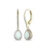 Zales Pear-Shaped Lab-Created Opal And White Sapphire Frame Drop Earrings In Sterling Silver With 18K Gold Plate Earrings