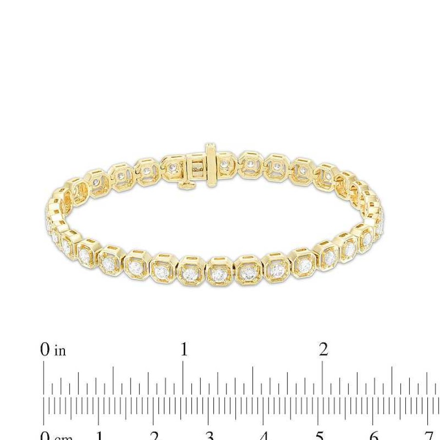 Zales 3 Ct. T.W. Diamond Geometric Frames Tennis Bracelet In 10K Gold Bracelets