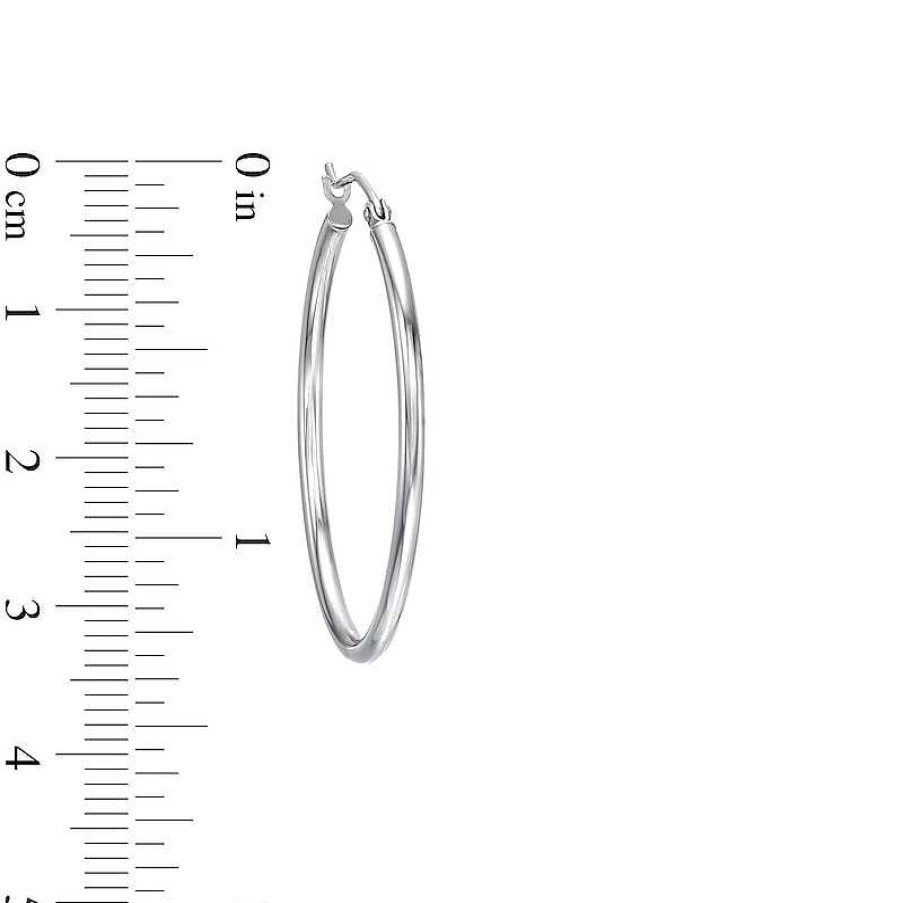 Zales Oval 35.0Mm Tube Hoop Earrings In Hollow 14K White Gold Earrings