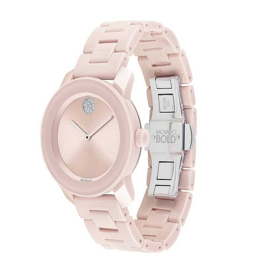 Movado Ladies' Movado Bold®Crystal Accent Rose-Tone Ceramic Watch (Model: 3600536) Watches