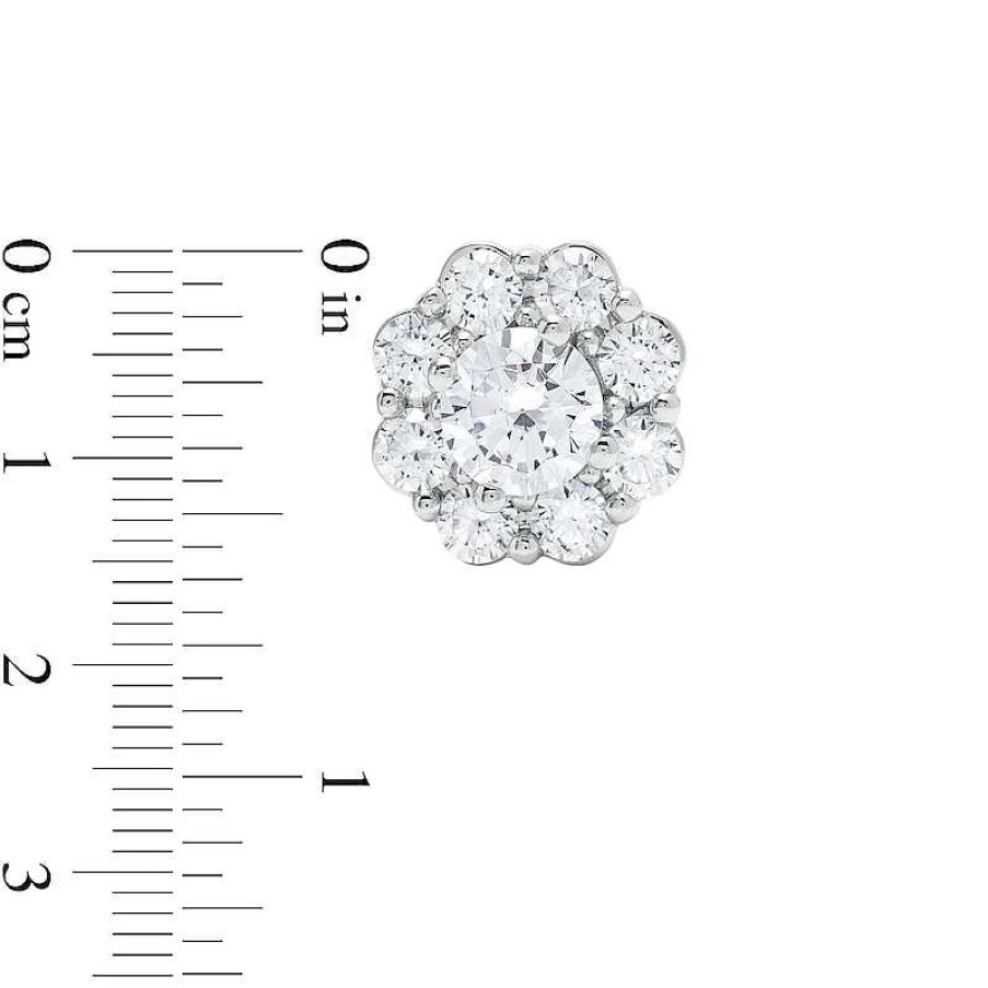 Zales 2 Ct. T.W. Certified Lab-Created Diamond Scallop Frame Flower Stud Earrings In 14K White Gold (F/Si2) Earrings