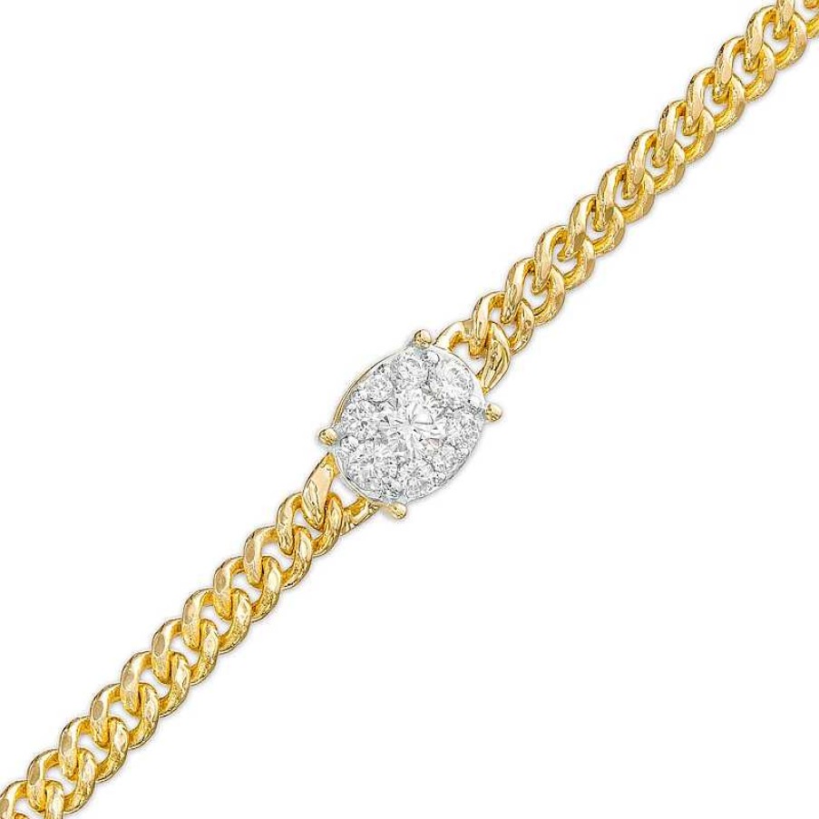 Zales 1/2 Ct. T.W. Oval-Shaped Multi-Diamond Bracelet In 10K Gold 7.25" Bracelets