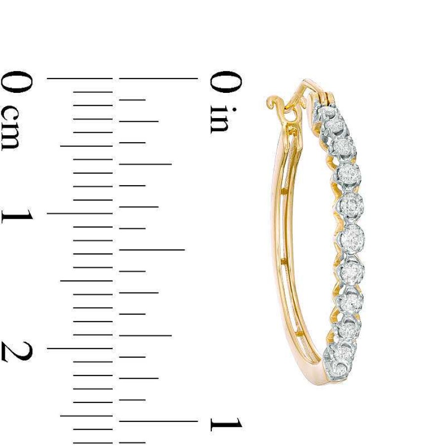 Zales 1/2 Ct. T.W. Diamond Hoop Earrings In 10K Gold Earrings