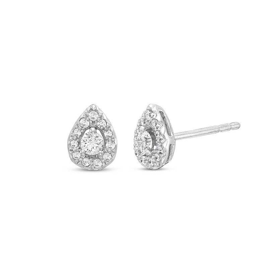 Zales 1/4 Ct. T.W. Diamond Pear-Shaped Frame Stud Earrings In 10K White Gold Earrings