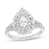 Zales 1-1/2 Ct. T.W. Pear-Shaped Diamond Double Frame Split Shank Engagement Ring In 14K White Gold Rings