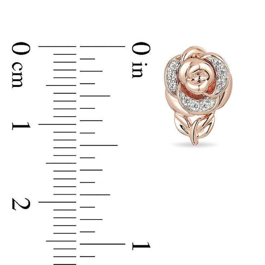 Zales Enchanted Disney Belle 1/15 Ct. T.W. Diamond Rose Stud Earrings In 10K Rose Gold Earrings