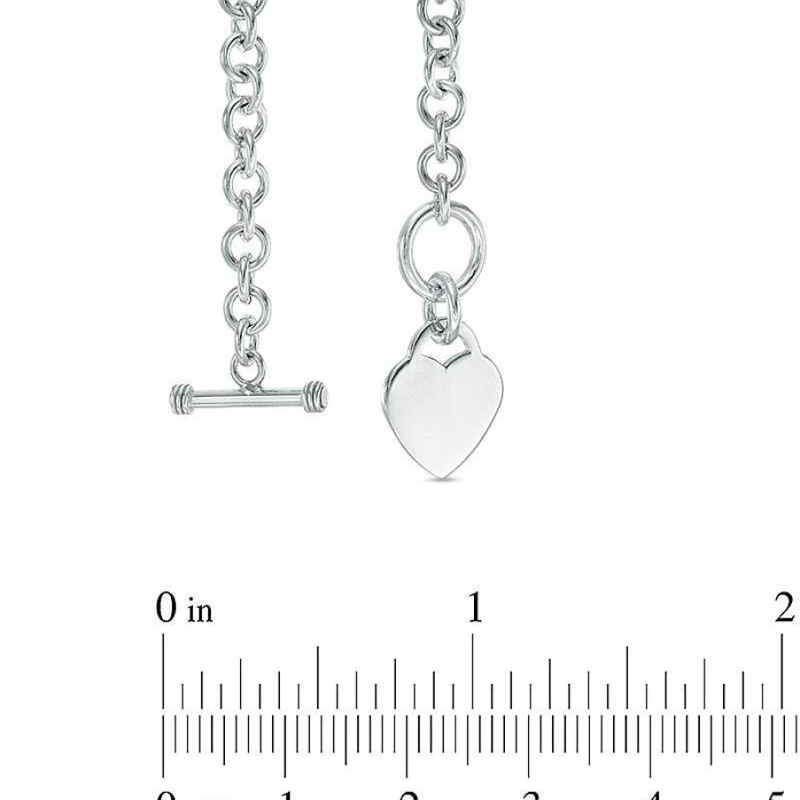 Zales Heart Charm Toggle Necklace In Sterling Silver Necklaces