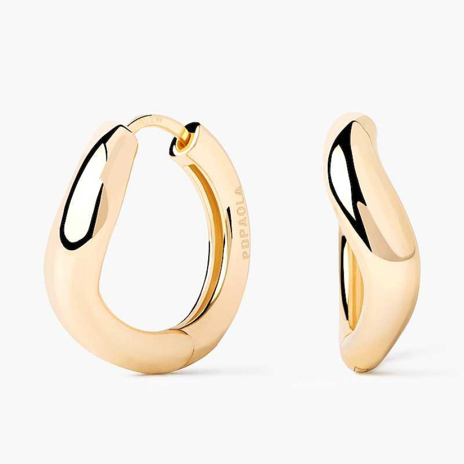 Zales Pdpaola At Zales Wavy Hoop Earrings In 18K Gold Earrings