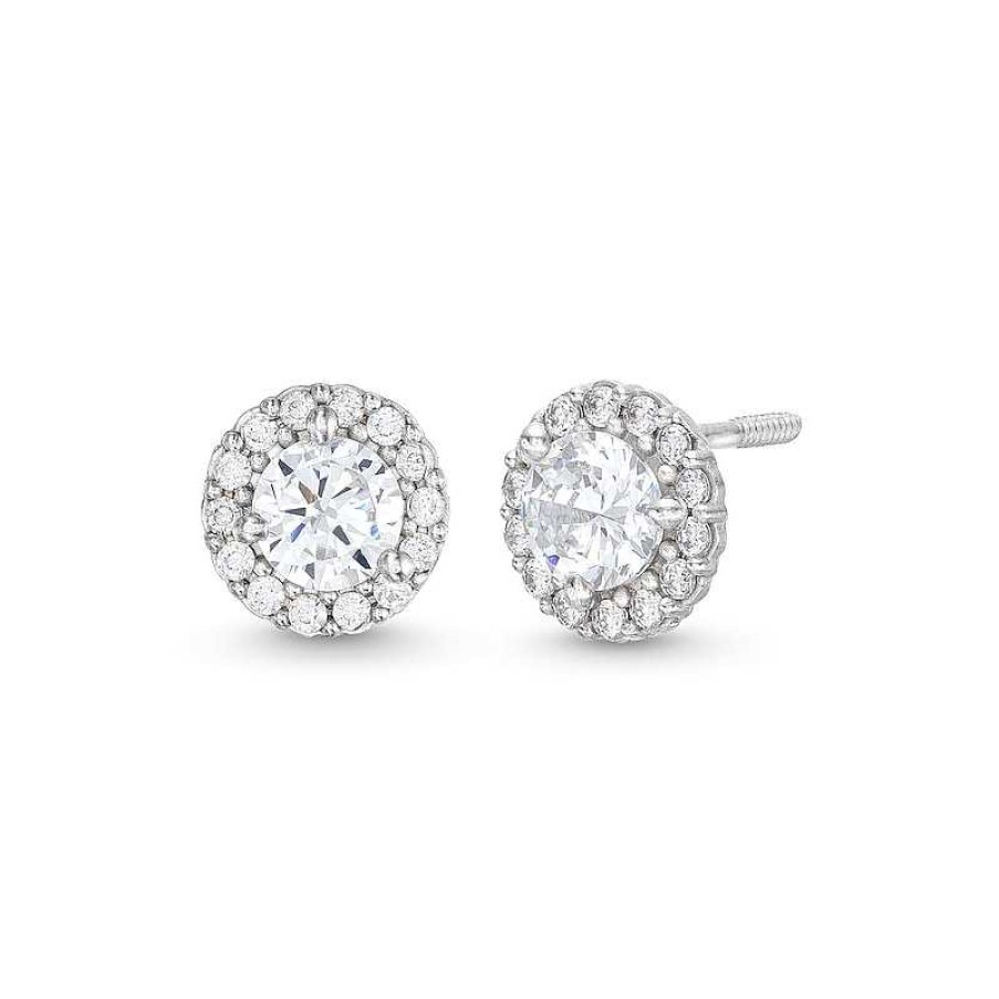 Zales Child'S Cubic Zirconia Frame Stud Earrings In 14K White Gold Earrings