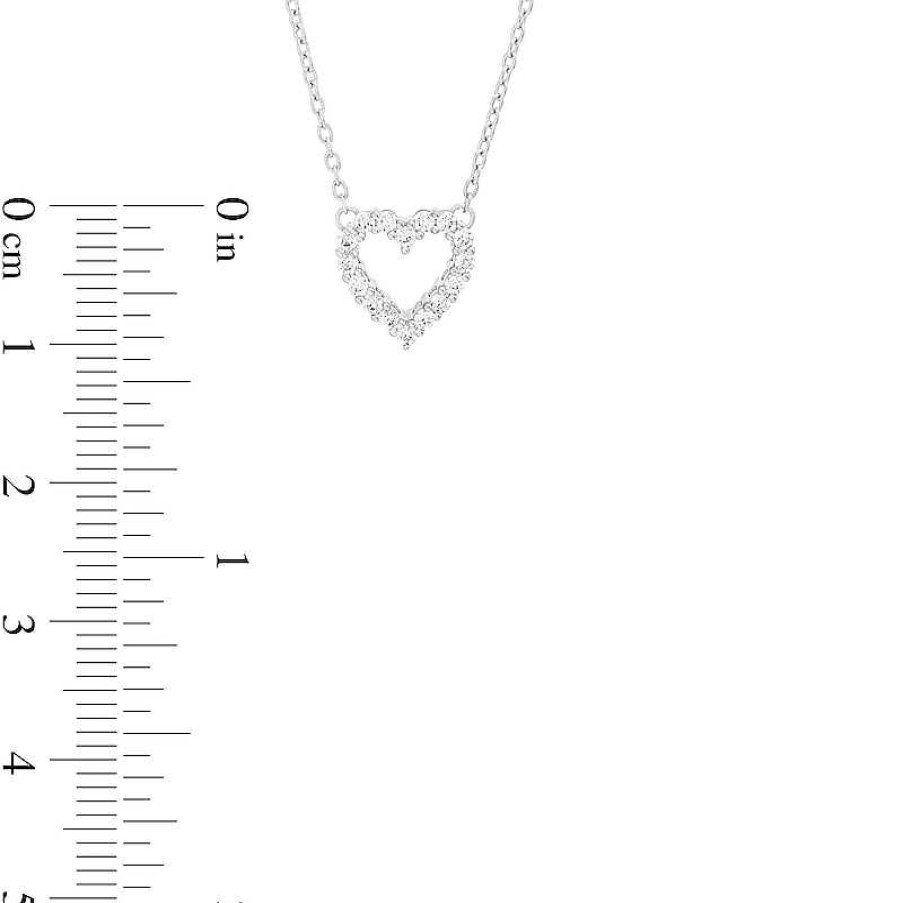 Zales 1/4 Ct. T.W. Certified Lab-Created Diamond Heart Outline Necklace In 14K White Gold (F/Si2) Necklaces