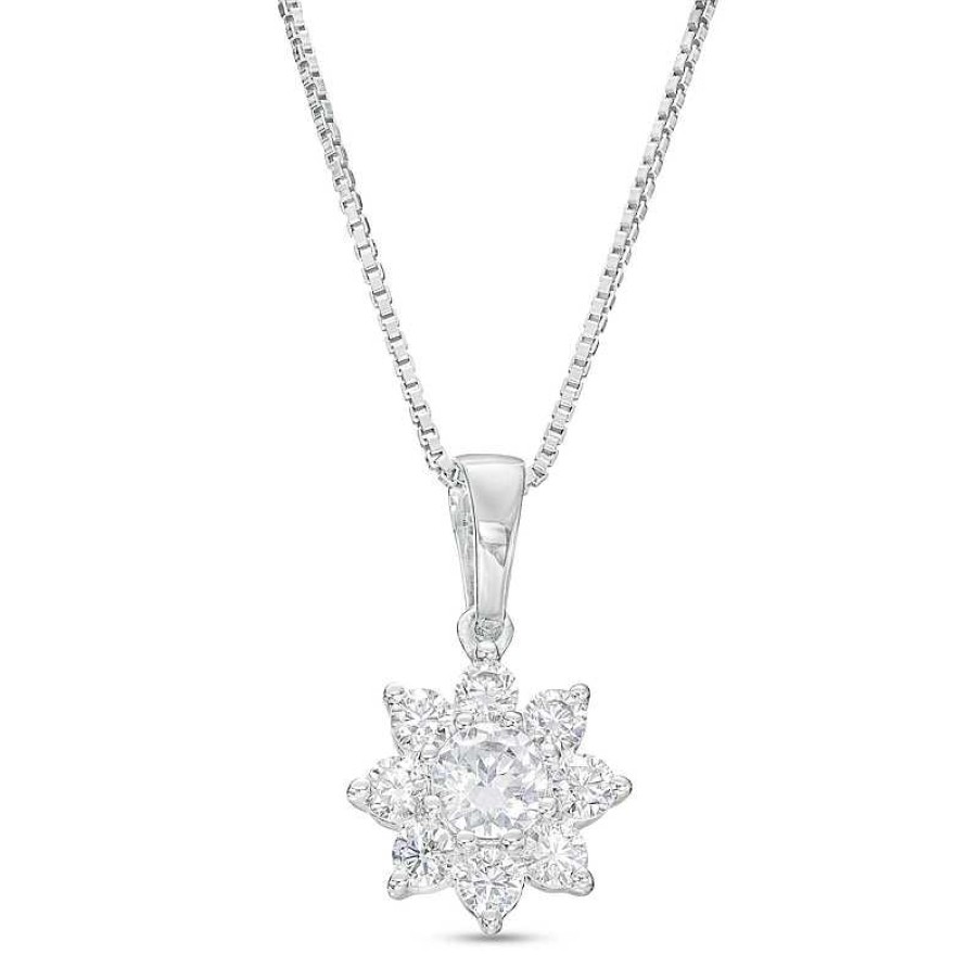 Zales 1/2 Ct. T.W. Certified Lab-Created Diamond Flower Pendant In 14K White Gold (F/Si2) Necklaces