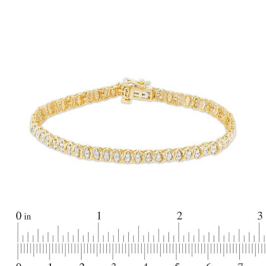 Zales 1 Ct. T.W. Diamond Line Bracelet In 10K Gold 7.25" Bracelets