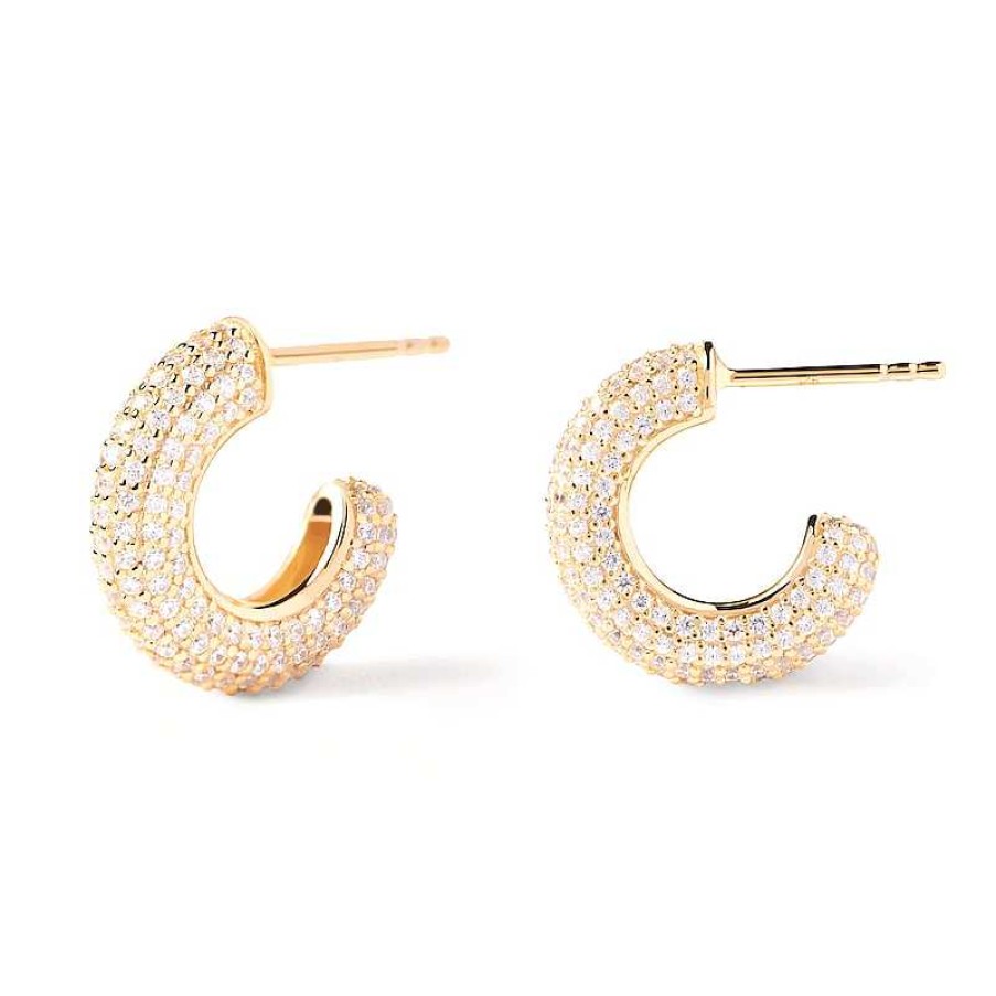 Zales Pdpaola At Zales Cubic Zirconia Multi-Row Open Hoop Earrings In Sterling Silver With 18K Gold Plate Earrings