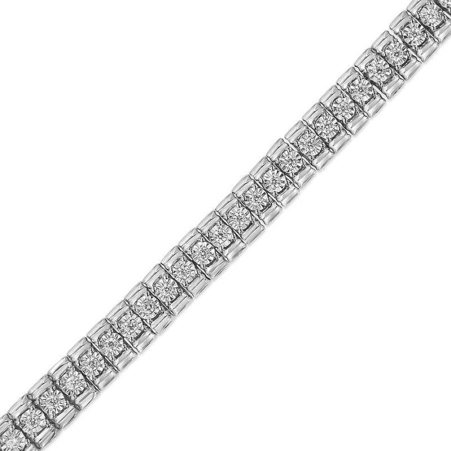 Zales 1 Ct. T.W. Diamond Collar Line Bracelet In Sterling Silver - 7.25" Bracelets