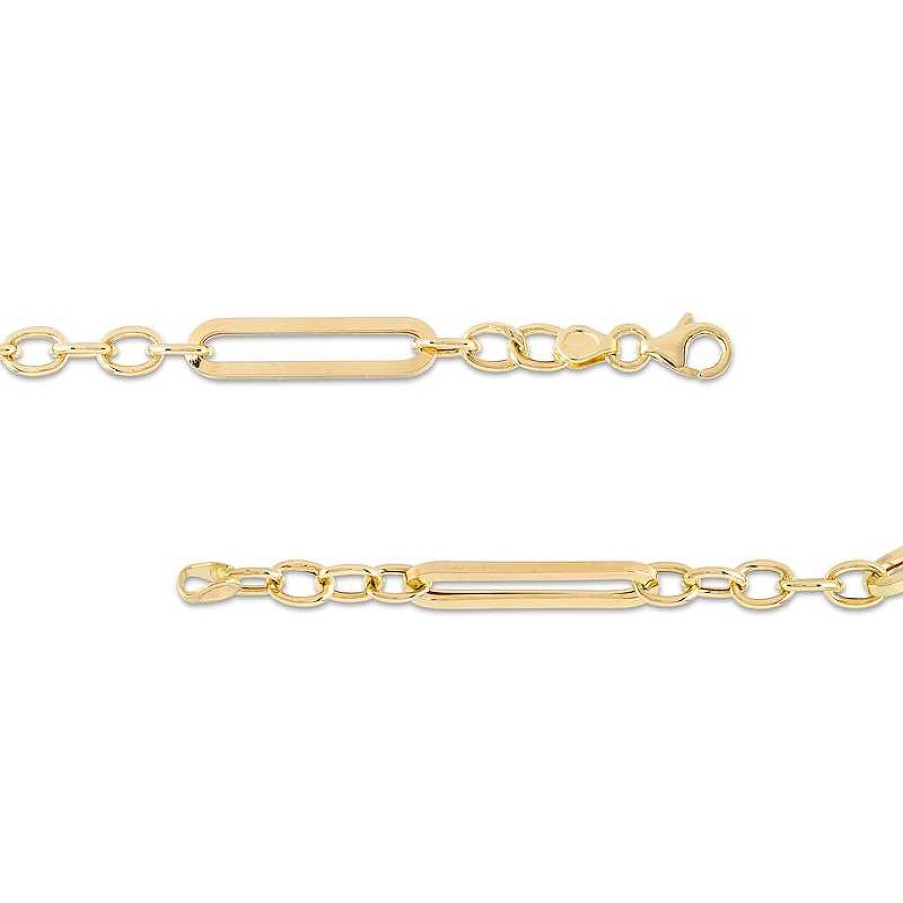 Zales Paper Clip Link And Rolo Chain Bracelet In Hollow 10K Gold - 7.5" Bracelets