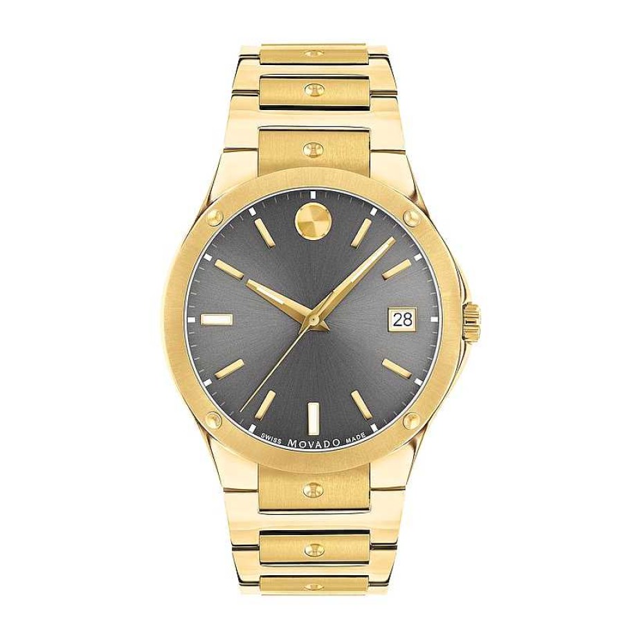 Movado Men'S Movado Se Gold-Tone Pvd Watch With Grey Dial (Model: 0607707) Watches